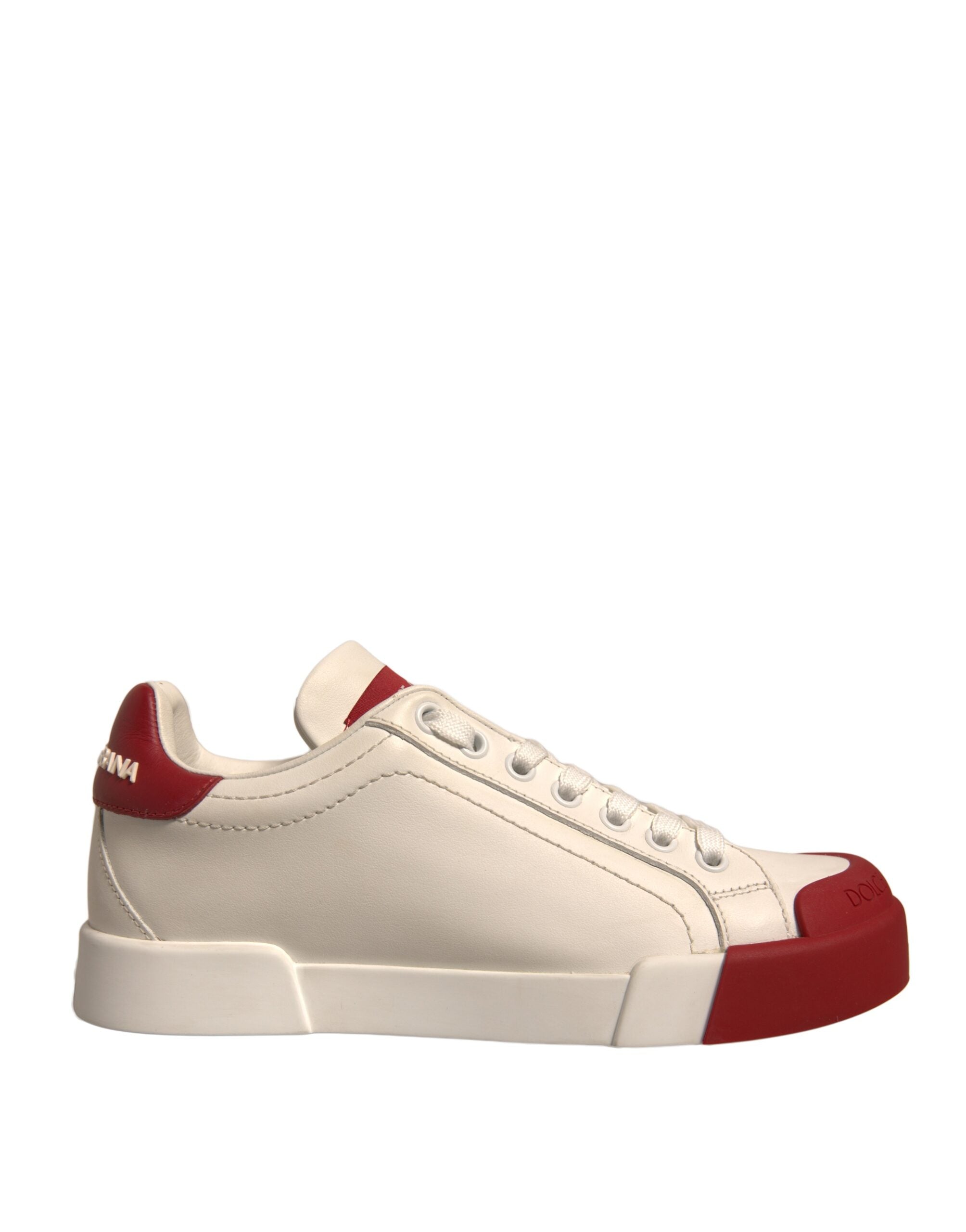 Dolce & Gabbana Shoes White Leather Logo Portofino Sneakers -   -  Dolce & Gabbana.