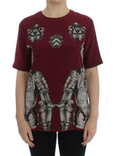Dolce & Gabbana Red Knight Print Silk Blouse T-shirt -   -  Dolce & Gabbana.