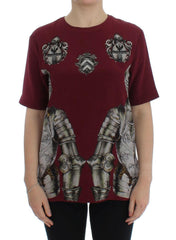 Dolce & Gabbana Red Knight Print Silk Blouse T-shirt -   -  Dolce & Gabbana.