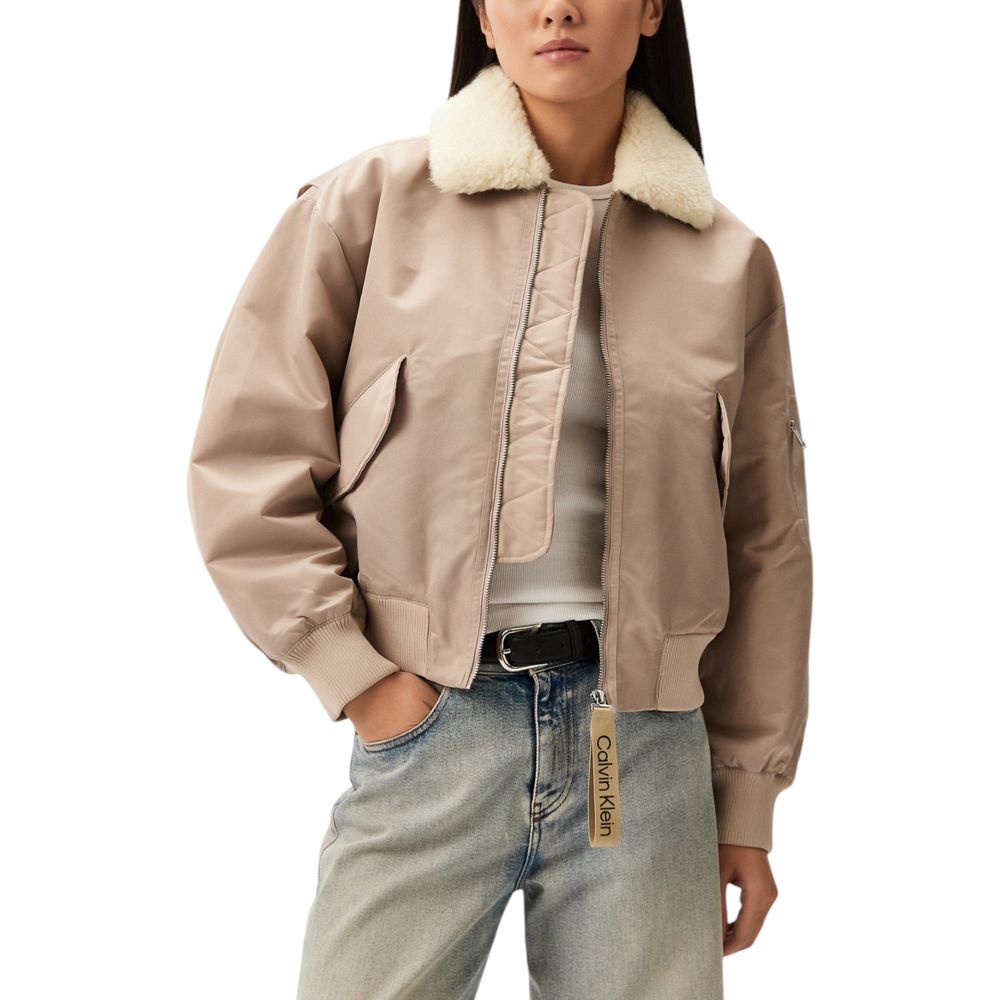 Calvin Klein Jeans Beige Polyester Jackets & Coat -   -  Calvin Klein Jeans.