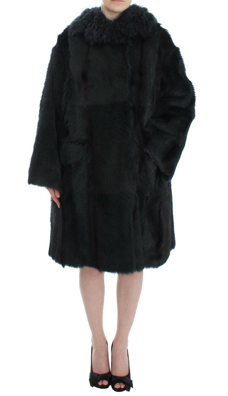 Dolce & Gabbana Black Goat Fur Shearling Long Jacket Coat -   -  Dolce & Gabbana.
