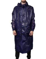 Dolce & Gabbana Dark Blue Cotton Hooded Men Raincoat Jacket -   -  Dolce & Gabbana.