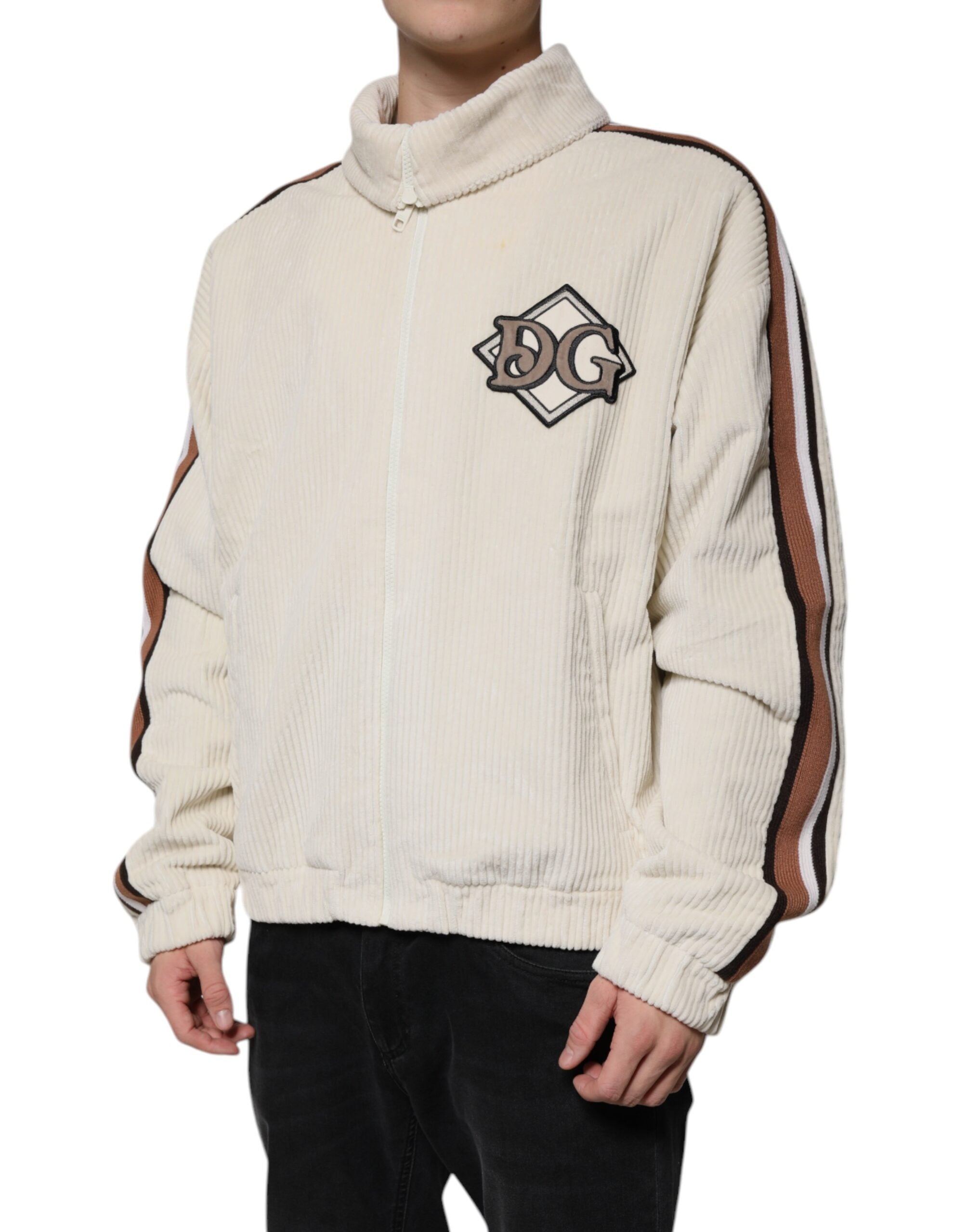 Dolce & Gabbana Beige Logo Applique Cotton Corduroy Full Zip Jacket -   -  Dolce & Gabbana. Dolce & Gabbana Beige Logo Applique Cotton Corduroy Full Zip Jacket -   -  Dolce & Gabbana.