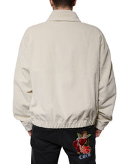 Dolce & Gabbana Beige Logo Applique Cotton Corduroy Full Zip Jacket -   -  Dolce & Gabbana.