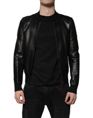 Dolce & Gabbana Black Lambskin Full Zip Biker Blouson Jacket -   -  Dolce & Gabbana.