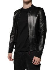 Dolce & Gabbana Black Lambskin Full Zip Biker Blouson Jacket -   -  Dolce & Gabbana.