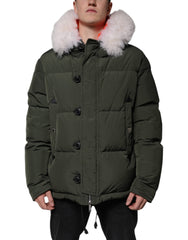 DsquaredΒ² Green Hooded Long Sleeves Fur Shearling Jacket -   -  DsquaredΒ².