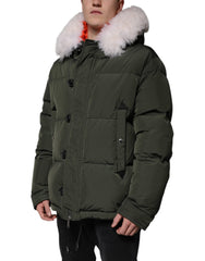 DsquaredΒ² Green Hooded Long Sleeves Fur Shearling Jacket -   -  DsquaredΒ².