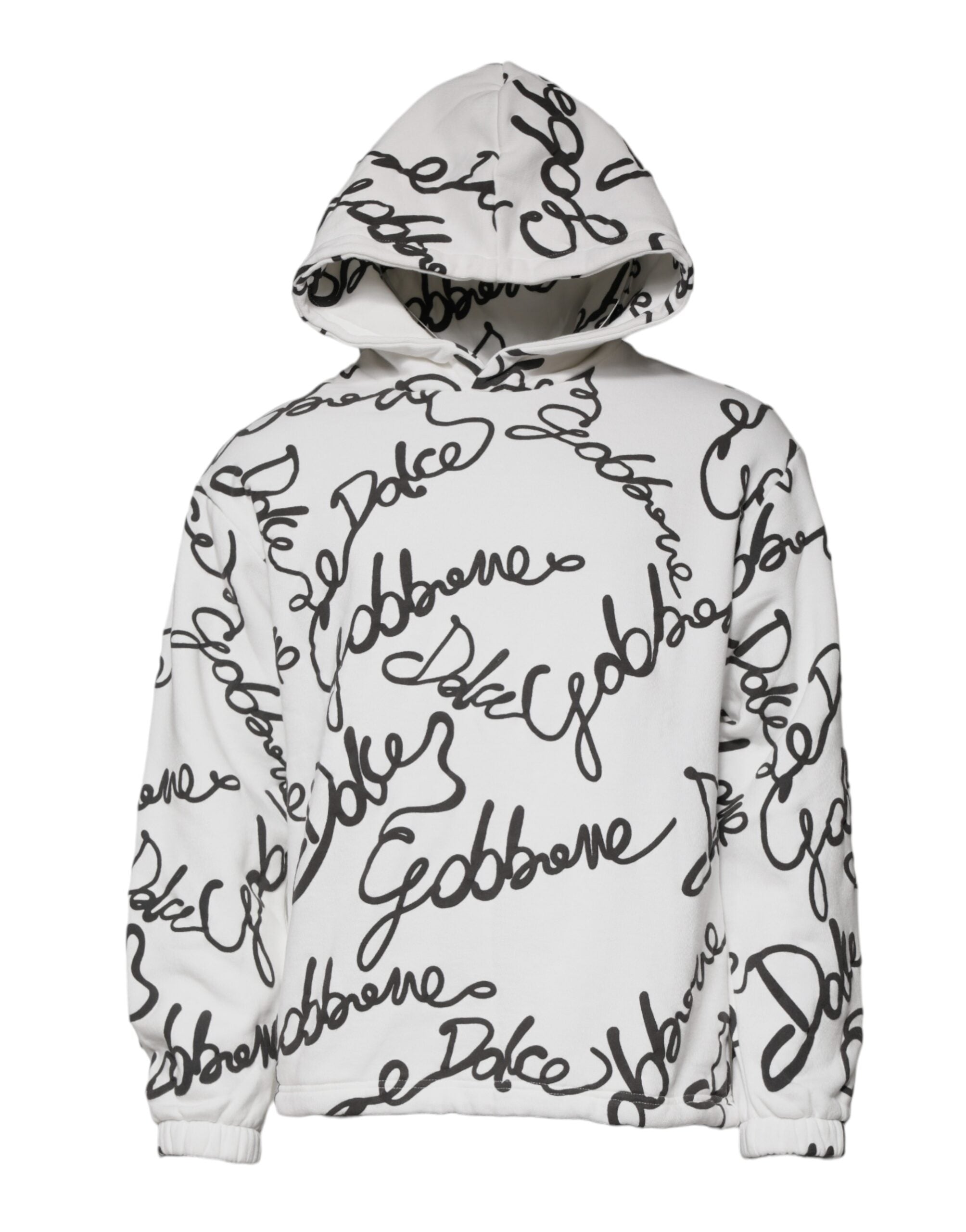 Dolce & Gabbana White Logo Cotton Hooded Sweatshirt Sweater -   -  Dolce & Gabbana.