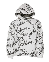 Dolce & Gabbana White Logo Cotton Hooded Sweatshirt Sweater -   -  Dolce & Gabbana.
