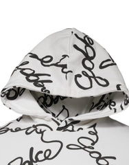 Dolce & Gabbana White Logo Cotton Hooded Sweatshirt Sweater -   -  Dolce & Gabbana.