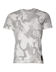 Dolce & Gabbana White Gray Camouflage Cotton Crew Neck T-shirt -   -  Dolce & Gabbana.