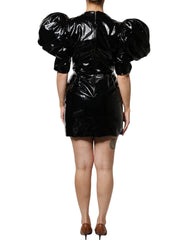 Dolce & Gabbana Black Patent Leather Puff Sleeves Mini Dress -   -  Dolce & Gabbana.