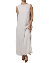 Peserico White Sleeveless Round Neck Shift Long Maxi Dress -   -  Peserico.