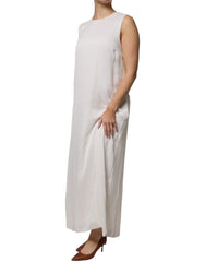 Peserico White Sleeveless Round Neck Shift Long Maxi Dress -   -  Peserico.