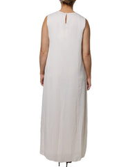 Peserico White Sleeveless Round Neck Shift Long Maxi Dress -   -  Peserico.