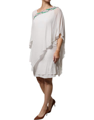 Blumarine White Floral Embroidery Viscose Chiffon Shift Dress -   -  Blumarine.