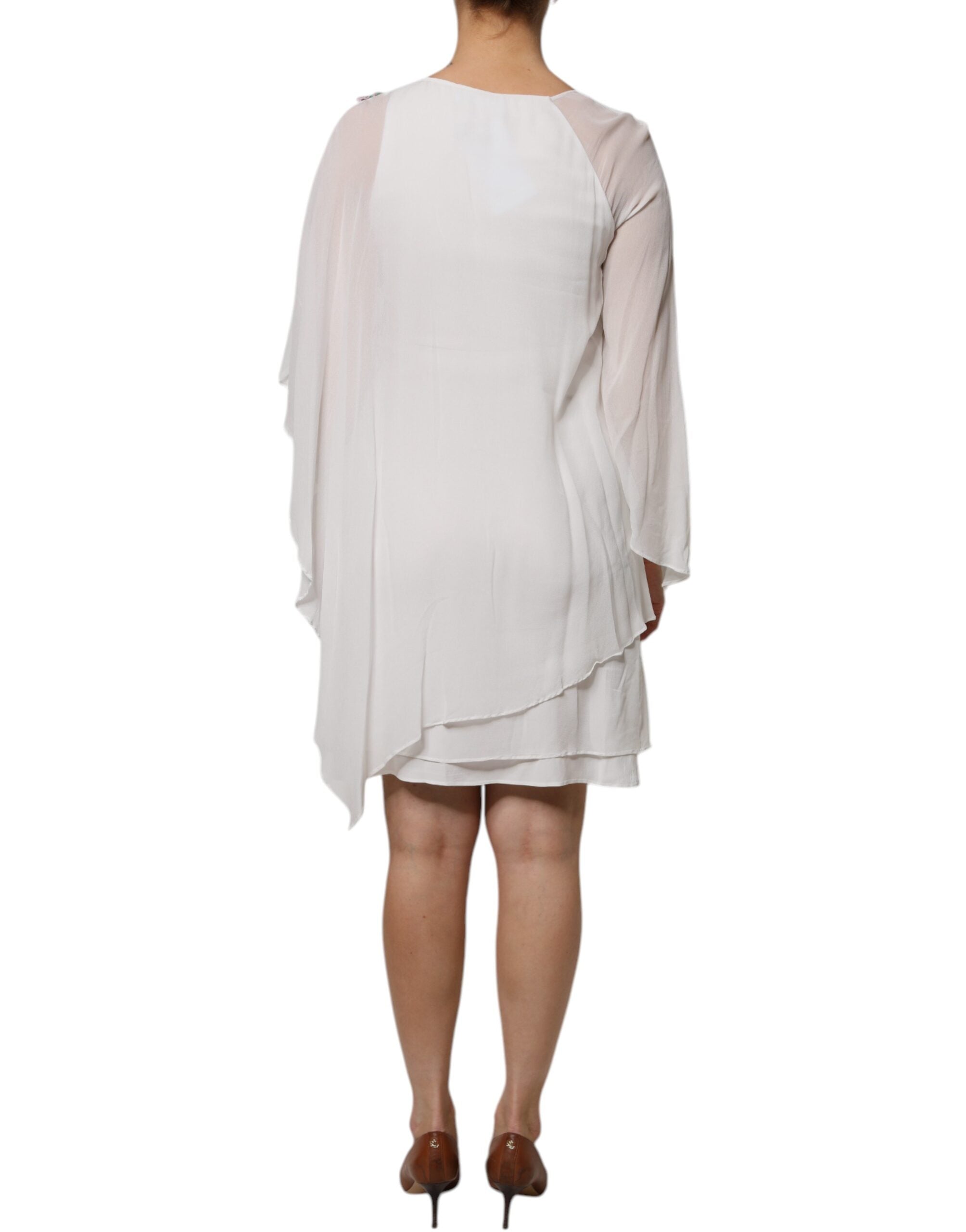 Blumarine White Floral Embroidery Viscose Chiffon Shift Dress -   -  Blumarine. Blumarine White Floral Embroidery Viscose Chiffon Shift Dress -   -  Blumarine.