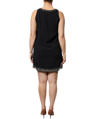 PINKO Black Embellished Polyester Sleeveless Shift A-line Mini Dress -   -  PINKO.