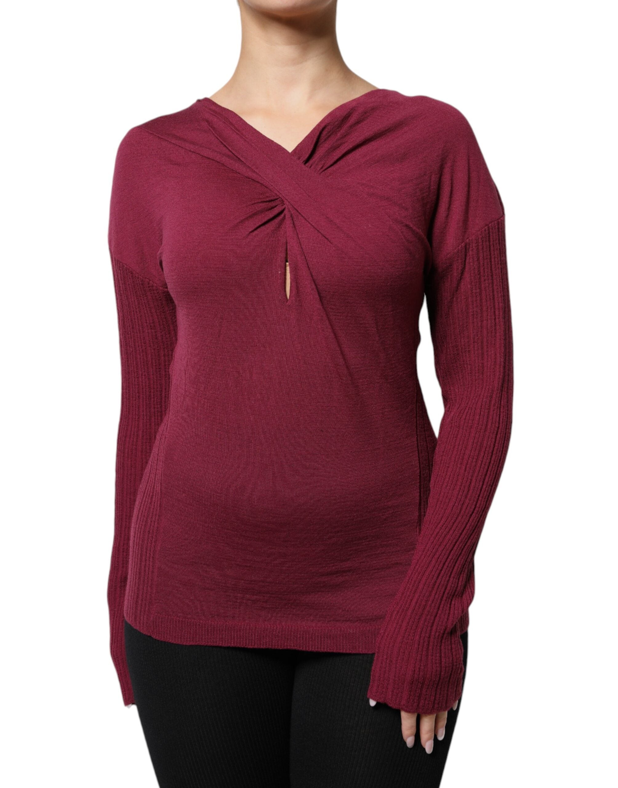 Roberto Cavalli Maroon Jumper Keyhole Knit Pullover Sweater -   -  Roberto Cavalli. Roberto Cavalli Maroon Jumper Keyhole Knit Pullover Sweater -   -  Roberto Cavalli.