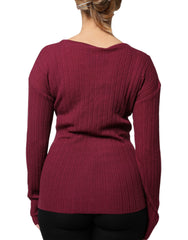 Roberto Cavalli Maroon Jumper Keyhole Knit Pullover Sweater -   -  Roberto Cavalli.