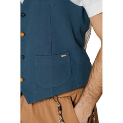 Gianni Lupo Blue Cotton Waistcoat -  Vests for Men Suits -  Gianni Lupo.