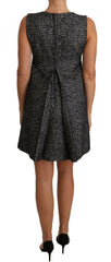Dolce & Gabbana Gray Houndstooth Floral Appliqué Shift Mini Dress -   -  Dolce & Gabbana.