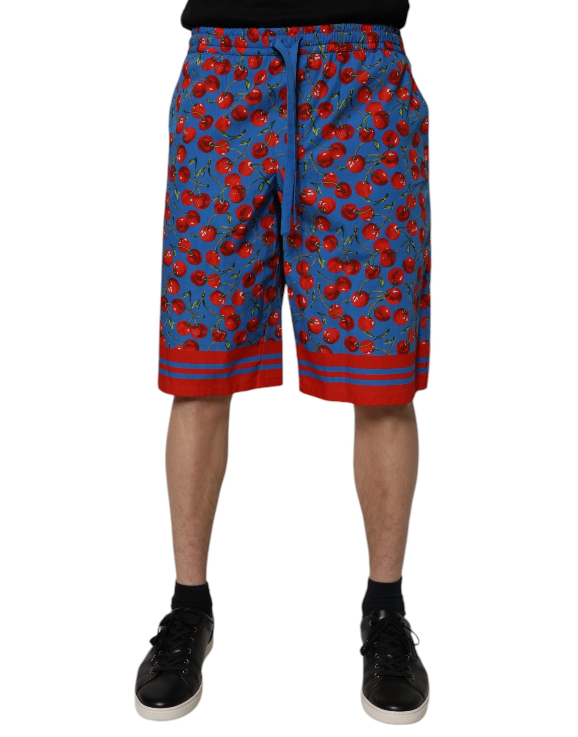 Dolce & Gabbana Blue Cherry Print Cotton Men Bermuda Shorts -   -  Dolce & Gabbana.