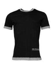 Dolce & Gabbana Black Logo Cotton Crew Neck Men Tee T-shirt - - Dolce & Gabbana.
