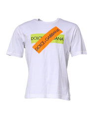 Dolce & Gabbana White Logo Tape Cotton Crew Neck T-shirt -   -  Dolce & Gabbana.