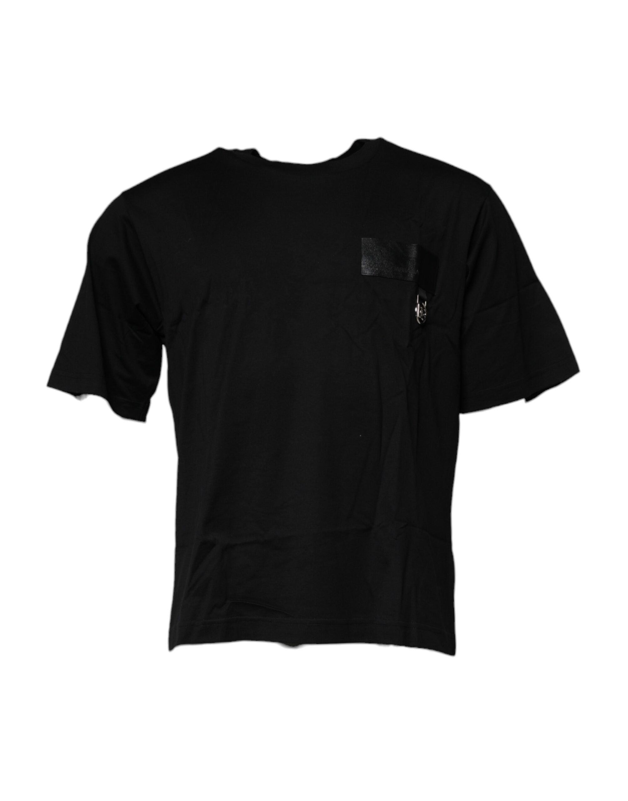 Dolce & Gabbana Black Logo Patch Cotton Crew Neck T-shirt - - Dolce & Gabbana.