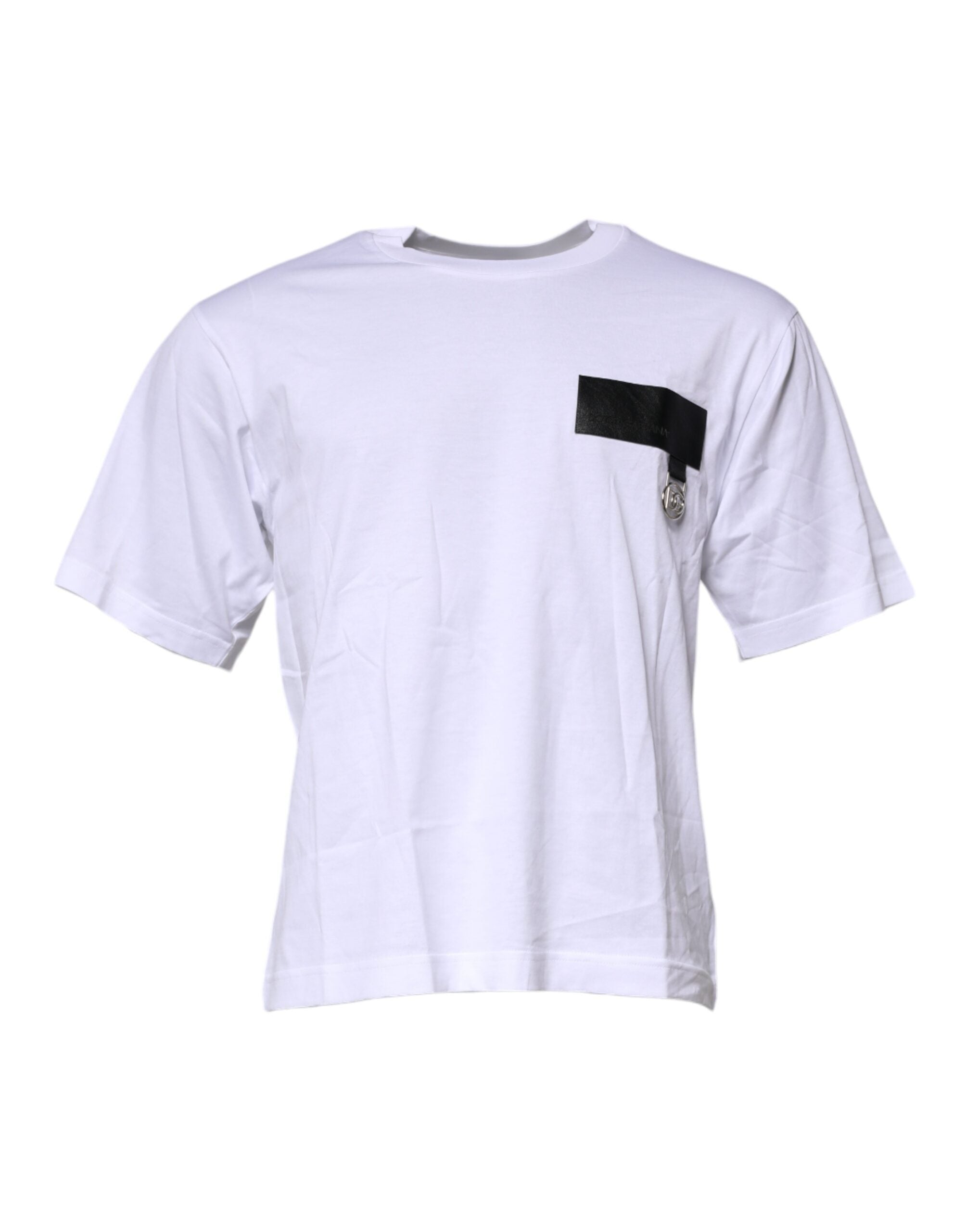 Dolce & Gabbana White Logo Patch Cotton Crew Neck T-shirt - - Dolce & Gabbana.