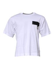 Dolce & Gabbana White Logo Patch Cotton Crew Neck T-shirt - - Dolce & Gabbana.