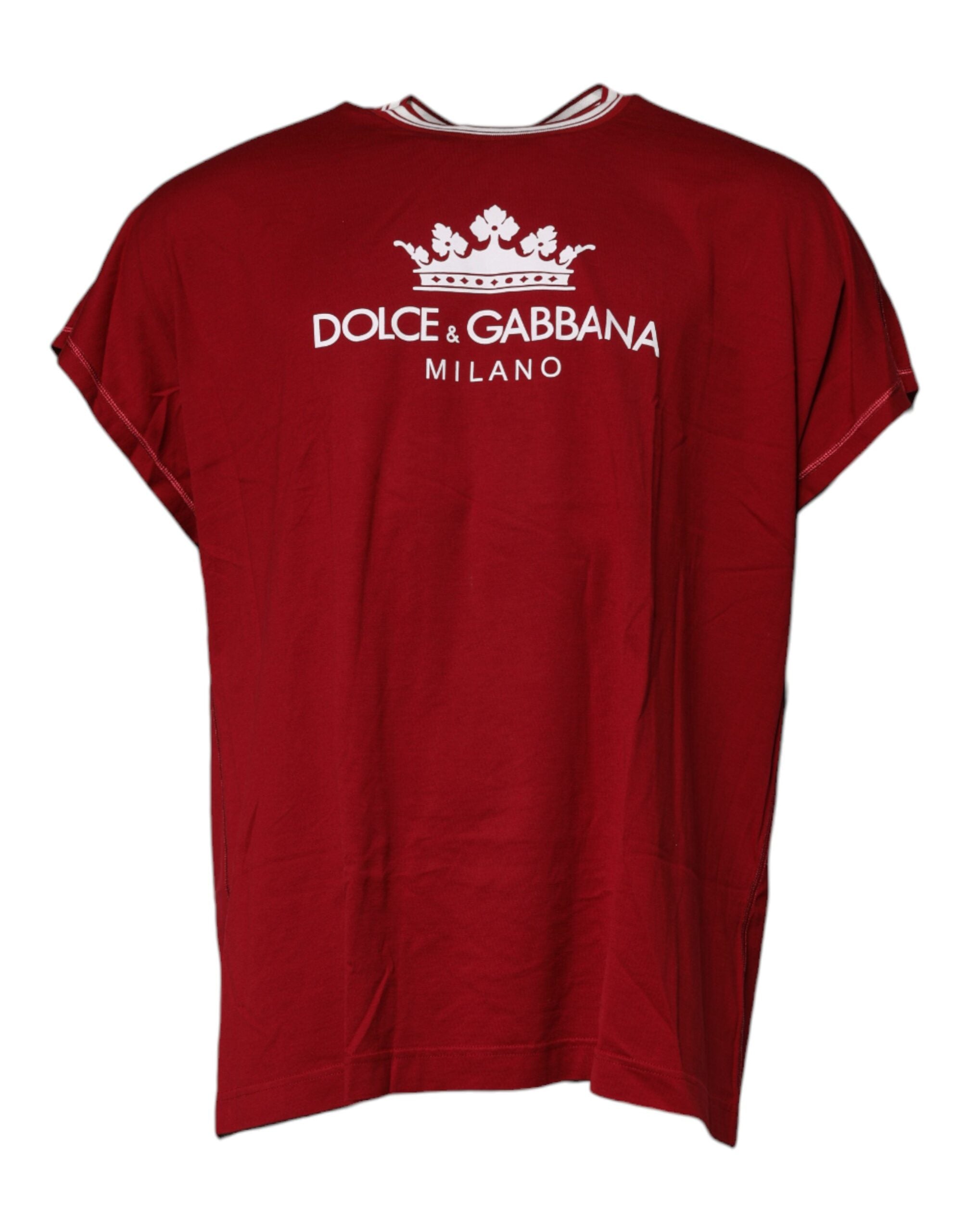 Dolce & Gabbana Red Logo Crown Cotton Crew Neck T-shirt -   -  Dolce & Gabbana.