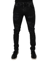 Dolce & Gabbana Black Tattered Cotton Skinny Men Denim Jeans -   -  Dolce & Gabbana.