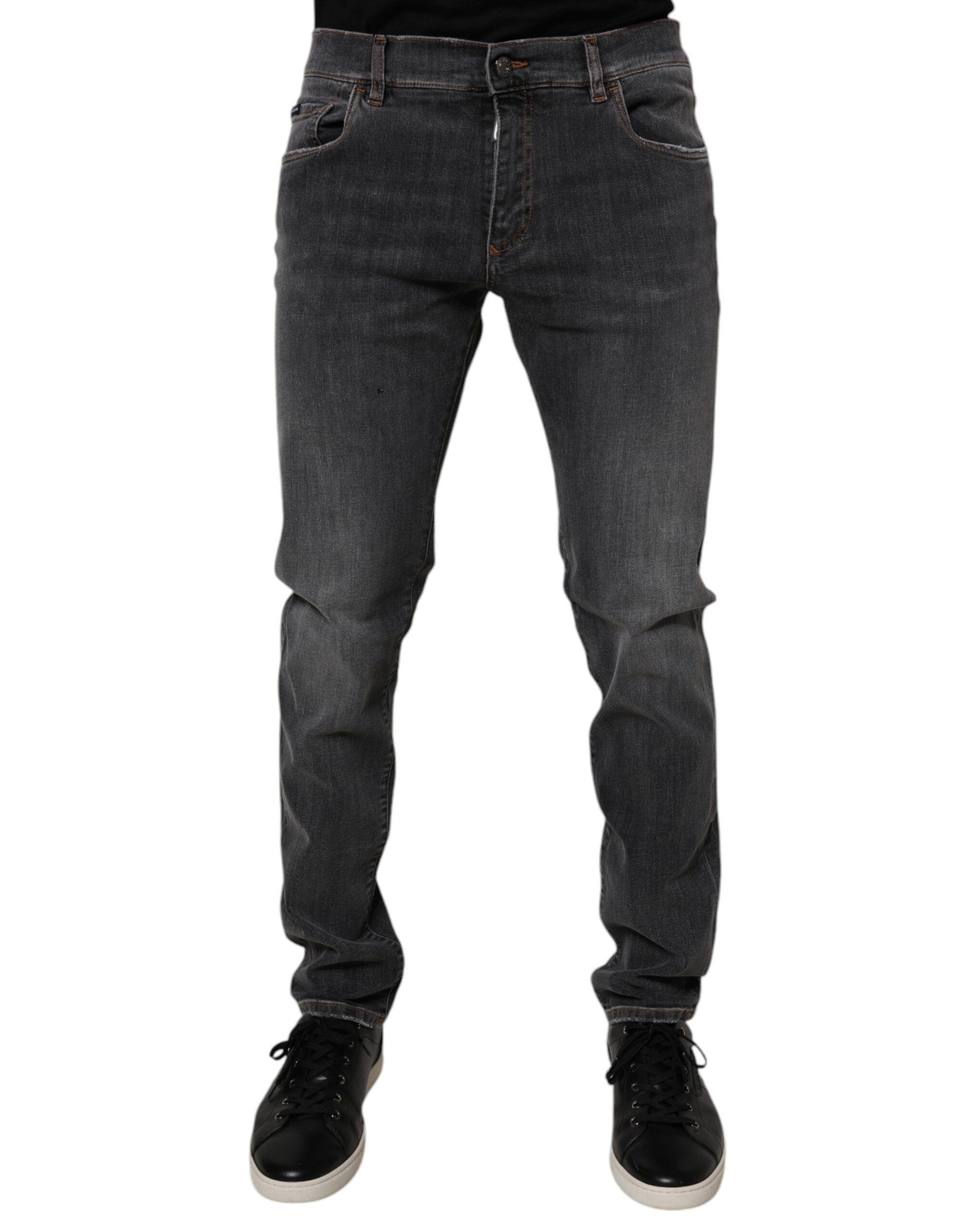 Dolce & Gabbana Dark Gray Washed Cotton Slim Fit Denim Jeans -   -  Dolce & Gabbana. Dolce & Gabbana Dark Gray Washed Cotton Slim Fit Denim Jeans -   -  Dolce & Gabbana.