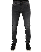 Dolce & Gabbana Dark Gray Washed Cotton Slim Fit Denim Jeans -   -  Dolce & Gabbana.