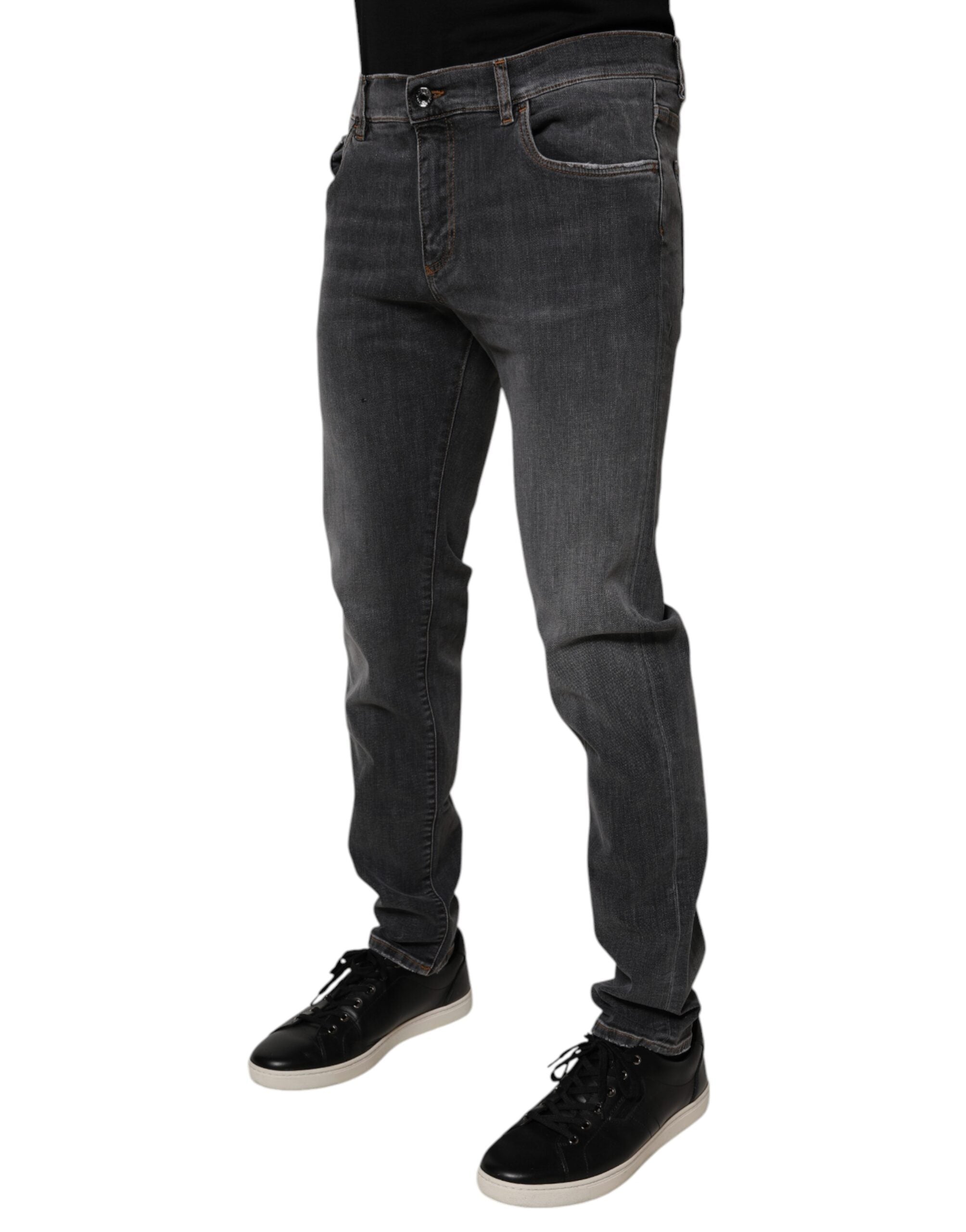 Dolce & Gabbana Dark Gray Washed Cotton Slim Fit Denim Jeans -   -  Dolce & Gabbana. Dolce & Gabbana Dark Gray Washed Cotton Slim Fit Denim Jeans -   -  Dolce & Gabbana.