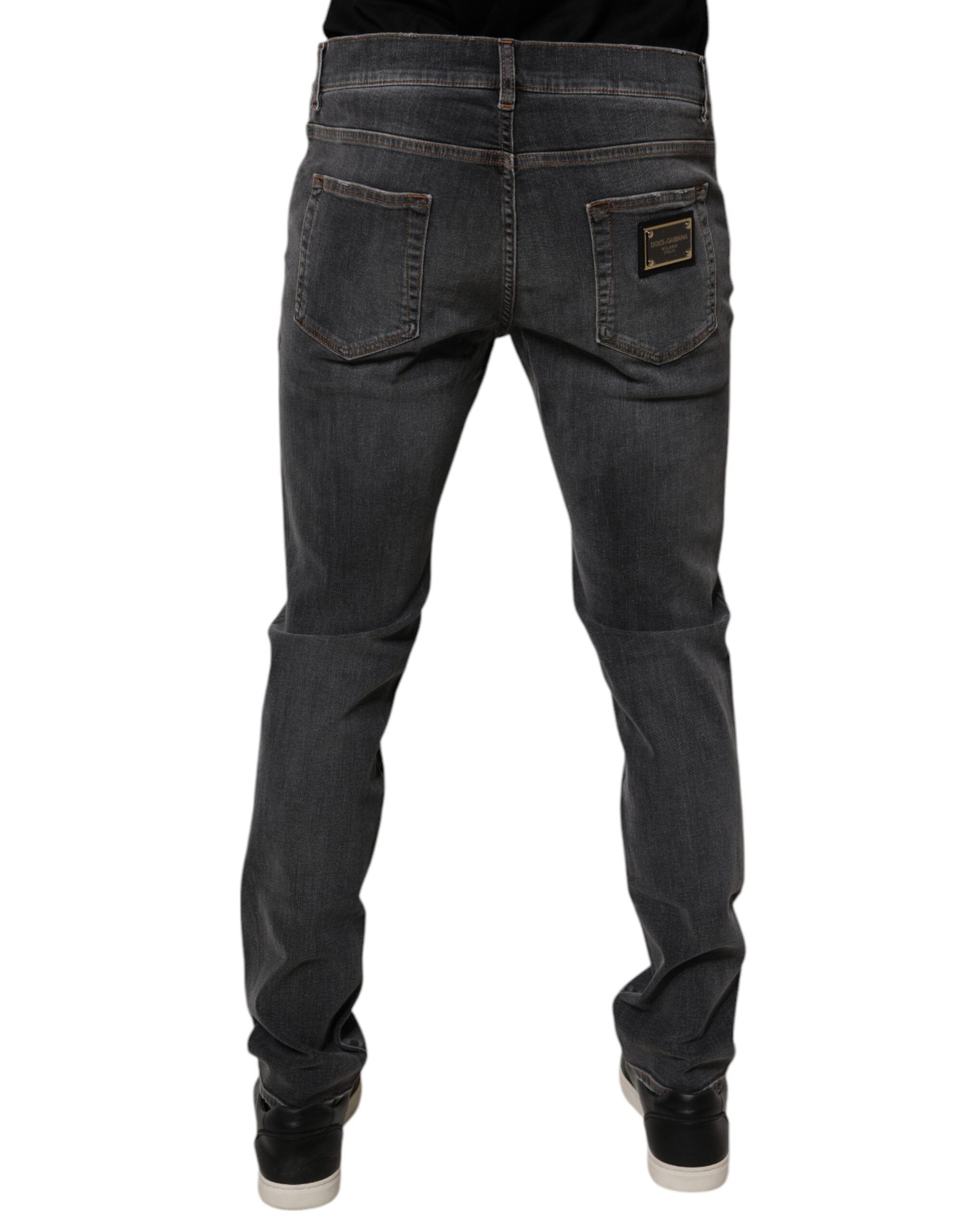 Dolce & Gabbana Dark Gray Washed Cotton Slim Fit Denim Jeans -   -  Dolce & Gabbana. Dolce & Gabbana Dark Gray Washed Cotton Slim Fit Denim Jeans -   -  Dolce & Gabbana.