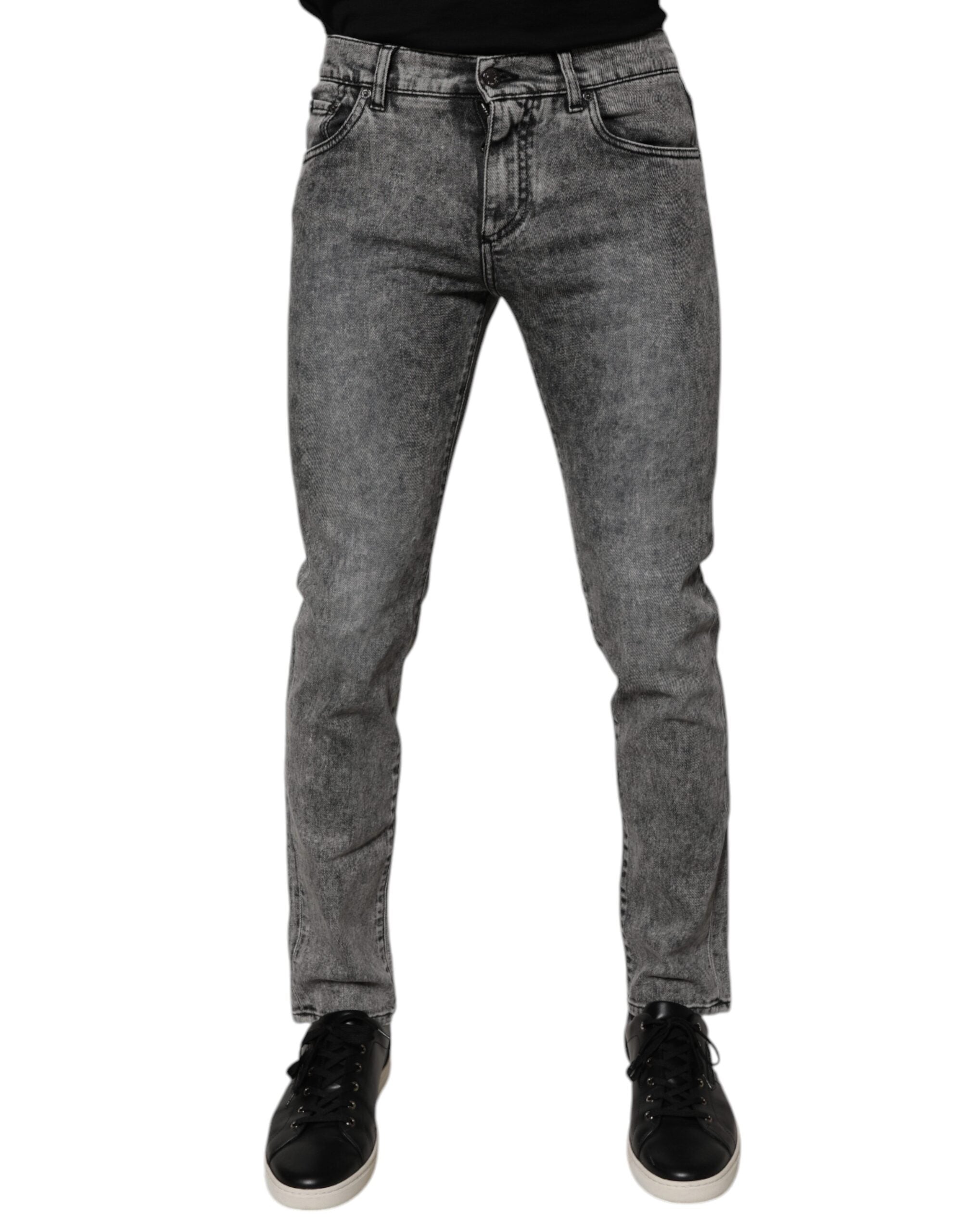 Dolce & Gabbana Dark Gray Washed Cotton Slim Fit Denim Jeans -   -  Dolce & Gabbana. Dolce & Gabbana Dark Gray Washed Cotton Slim Fit Denim Jeans -   -  Dolce & Gabbana.
