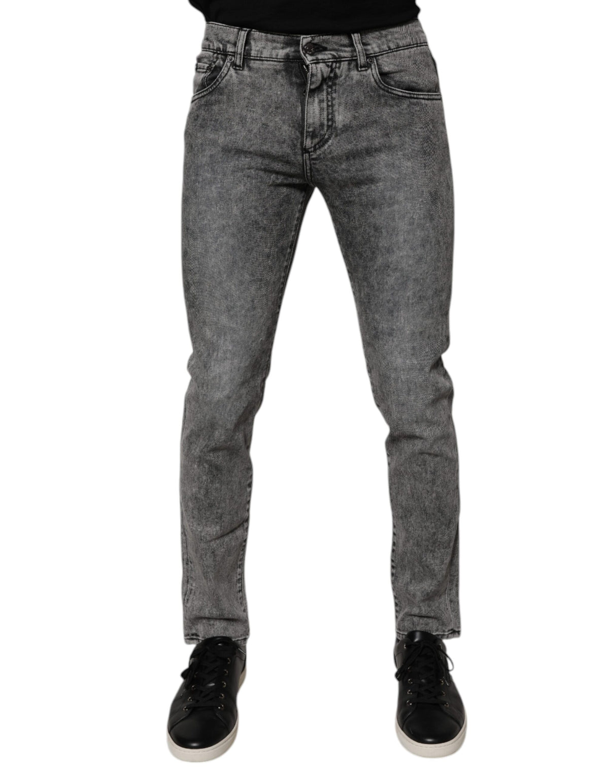 Dolce & Gabbana Dark Gray Washed Cotton Slim Fit Denim Jeans -   -  Dolce & Gabbana.
