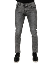 Dolce & Gabbana Dark Gray Washed Cotton Slim Fit Denim Jeans -   -  Dolce & Gabbana.