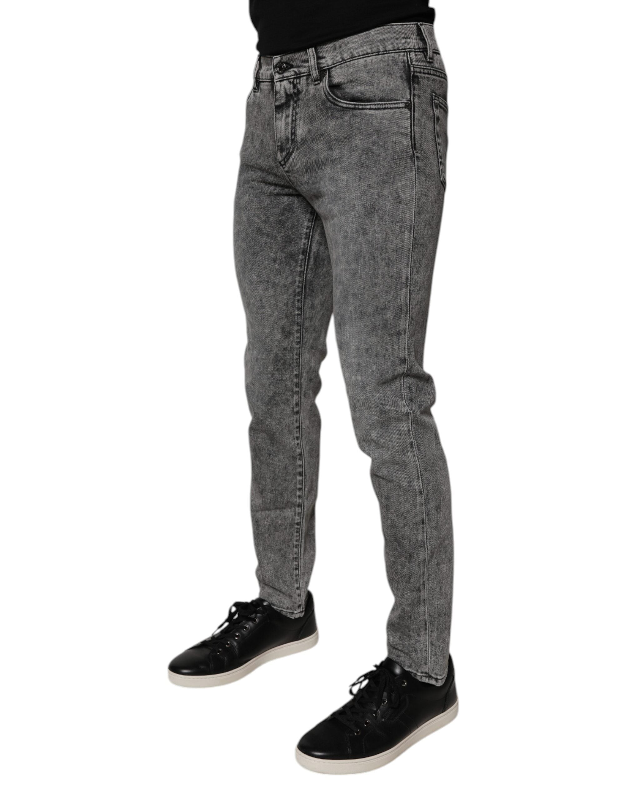 Dolce & Gabbana Dark Gray Washed Cotton Slim Fit Denim Jeans -   -  Dolce & Gabbana. Dolce & Gabbana Dark Gray Washed Cotton Slim Fit Denim Jeans -   -  Dolce & Gabbana.