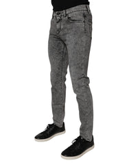 Dolce & Gabbana Dark Gray Washed Cotton Slim Fit Denim Jeans -   -  Dolce & Gabbana.