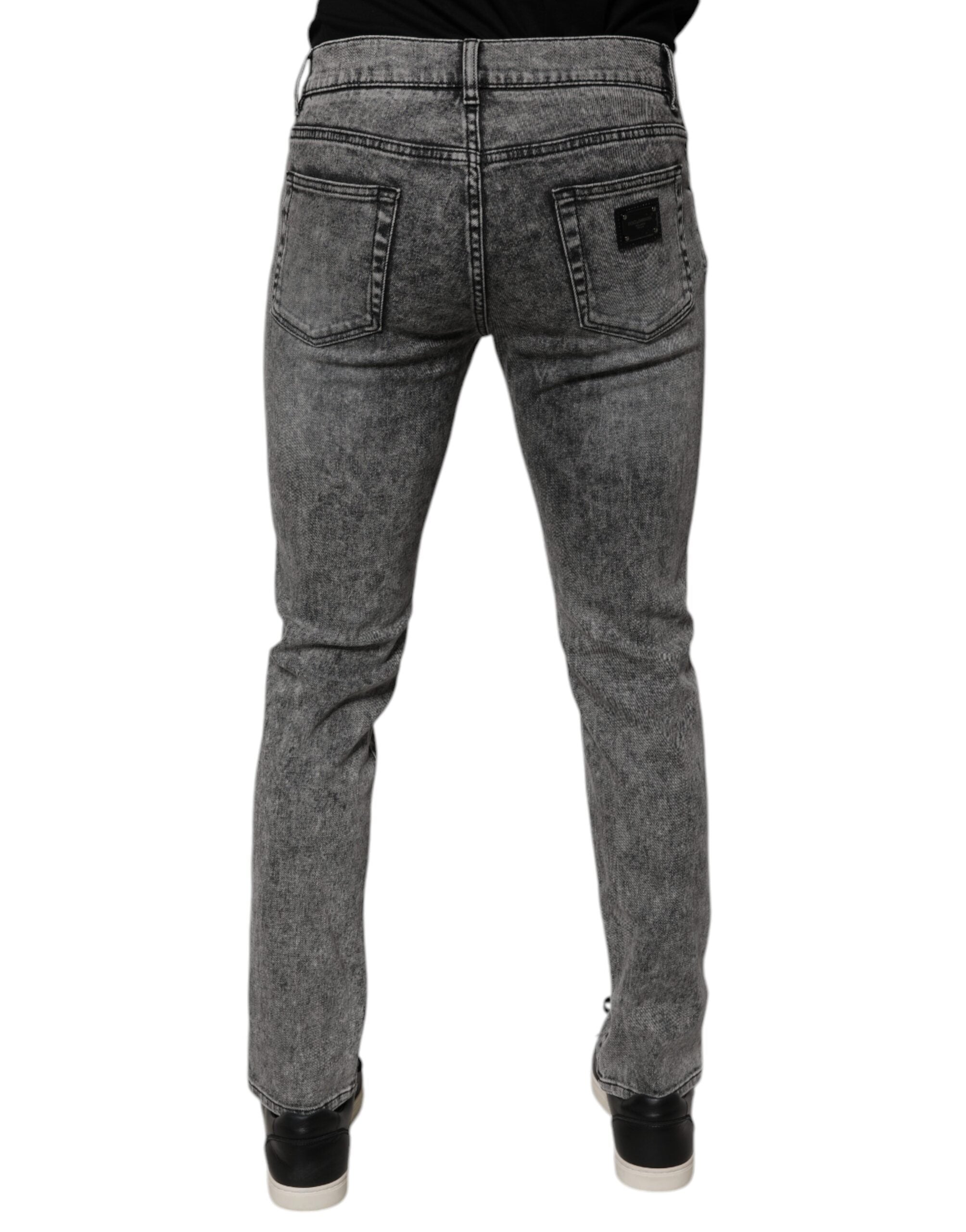 Dolce & Gabbana Dark Gray Washed Cotton Slim Fit Denim Jeans -   -  Dolce & Gabbana. Dolce & Gabbana Dark Gray Washed Cotton Slim Fit Denim Jeans -   -  Dolce & Gabbana.