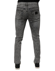 Dolce & Gabbana Dark Gray Washed Cotton Slim Fit Denim Jeans -   -  Dolce & Gabbana.