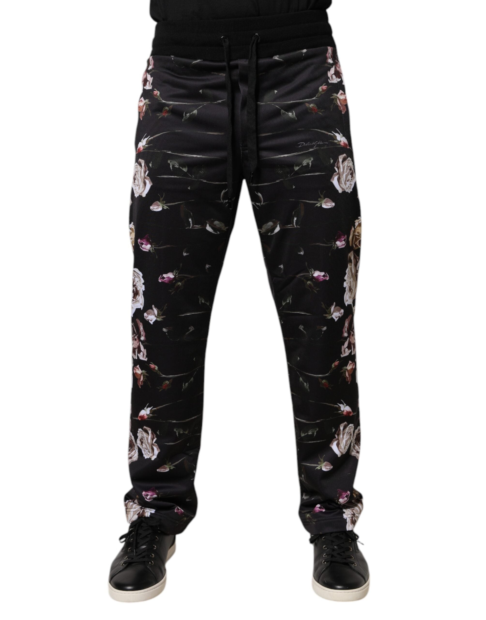Dolce & Gabbana Black Floral Polyester Jogger Pants -   -  Dolce & Gabbana.