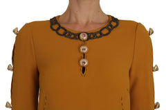 Dolce & Gabbana Brown Mini  Crystal Embellished Dress -   -  Dolce & Gabbana.