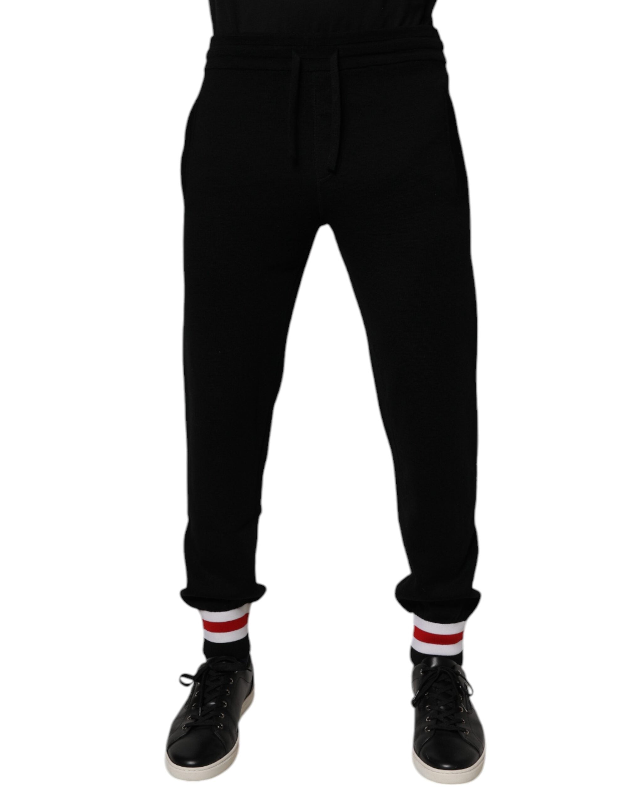 Dolce & Gabbana Black Wool Mid Waist Jogger Sweatpants Pants -   -  Dolce & Gabbana.