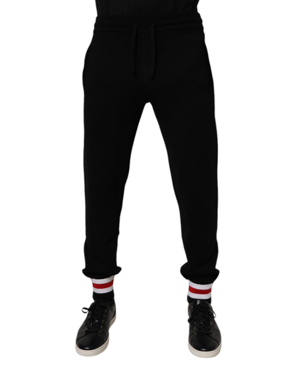 Dolce & Gabbana Black Wool Mid Waist Jogger Sweatpants Pants -   -  Dolce & Gabbana.